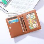 AnnabelZ Women Wallets Small Bifold Leather Pocket Wallet Ladies Mini Short Purse (Dark Brown)