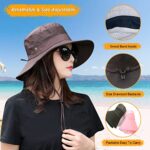 Wide Brim Sun Hat for Men and Women,Floppy Summer UV Bucket Hats Mesh Ventilated Outdoor Fishing Hiking Gardening Beach Lawn Brown