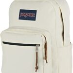 JanSport Right Pack Backpack – Travel, Work, or Laptop Bookbag with Leather Bottom, Coconut