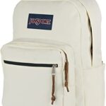 JanSport Right Pack Backpack – Travel, Work, or Laptop Bookbag with Leather Bottom, Coconut