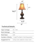 Smeike Traditional Table Lamp, Desk Lamp for Living Room with Fabric Shade, Vintage Bedside Lamp Bronze Brown Finish for Bedroom Nightstand Office Hotel (Pack-01)