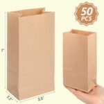 JOHOUSE 50PCS Brown Paper Bags, Kraft Paper Bags Small Snack Bag Lunch Bag Treat Bag for Baby Shower Wedding Party Favors DIY Crafts