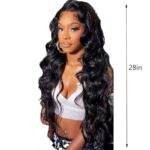 MGANEL Women Long Wigs Body Wave Hair Wig for Black Women, Lace Front Wigs Hair Pre Plucked Density Lace Frontal Wigs Hair For Black Women Brazilian Wig (28in)