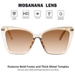mosanana Oversized Cat Eye Sunglasses for Women Trendy Big Large Style Fashion Retro Square Clare Brown Glasses MS52028