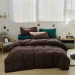 Wellboo Brown Comforter Sets Queen Solid Mocha Coffee Bedding Comforters Cotton Women Men Plain Dark Color Quilts Adults Deep Brownness Modern Chestnut Blankets Soft Durable Brown Bedding Farmhouse