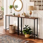 HOOBRO 2 Pack Narrow Console Table, 29.5″ Small Entryway Table, Thin Sofa Table, Side Table, Display Table, for Hallway, Bedroom, Living Room, Foyer, Rustic Brown and Black BF75XGP201