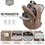 LOVEVOOK Laptop Backpack for Women 15.6 inch,Cute Womens Travel Backpack Purse,Professional Laptop Computer Bag,Waterproof Work Business College Teacher Bags Carry on Backpack with USB Port,Brown