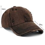 Women Washed Baseball Cap Distressed Vintage Dad Hat Unconstructed Trucker Hat Blank Cotton Golf Caps w/Leather Strape Back