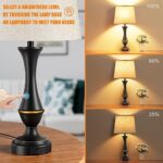 Upgraded Touch Lamps for Bedrooms Set of 2 – Nightstand Table Lamp with USB C+A, 3 Way Dimmable Bedside Lamps for Living Room End Tables, Farmhouse BedroomLamp1 Night Stand Lamps for Office