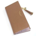 SUMGOGO Slim Wallet for Women Long Tassel Zipper Clutch Purse Handbag Card Case Wallet (Brown)