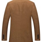 chouyatou Men’s Classic Notched Collar Double Breasted Wool Blend Pea Coat (Large, Brown)