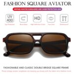 AIEYEZO Retro Square Sunglasses for Women Men Trendy Rectangle Aviator Sun Glasses Vintage 70s Shades (Brown/Brown)