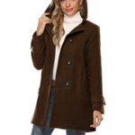 Tanming Women’s Warm Double Breasted Wool Pea Coat Trench Coat Jacket with Hood (Brown-S)