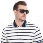 JFXQDR Men’s XL Square Polarized Sunglasses, Large Rubber Frame Carbon Fiber Arms Sun Glasses UV400 Protection RFS8205 (Brown Frame Brown Lens)