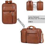 Vegan Leather Laptop Backpack Briefcase Hybrid 15.6 Inch Laptop Travel Backpack Hiking College Backpack for Men BC-04 (Brown)