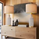 USumkky 25″ Lamps Set of 2 – Table Lamps for Bedroom – Modern Living Room Lamps – Brown Ceramic Bedside Lamps – Farmhouse Lamps