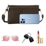 ZOOEASS Triple Zip Small Crossbody Bag Lightweight Purses Vegan Leather Wristlet Clutch, Includes Adjustable Shoulder (Brown)