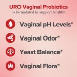 URO Vaginal Probiotics for Women pH Balance with Prebiotics & Lactobacillus Probiotic Blend – Women’s Vaginal Health Supplement – Promote Healthy Vaginal Odor & Vaginal Flora, 60 Count (Pack of 1)