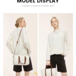 LOVEVOOK Satchel Purses for Women, Leather Barrel Purses and Handbags Top Handle Crossbody Shoulder Bags for Woman Beige Brown