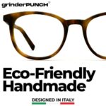 grinderPUNCH Blue Light Blocking Glasses for Women Men | Computer Gaming Glasses for Women Men | Anti Eyestrain Glasses (Maple Tortoise, Round)