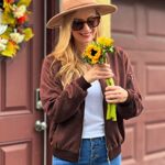 Zeagoo Women’s Bomber Jacket Faux Suede Casual Bomber Coat Zip Up Biker Jacket with Pockets