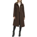 Kenneth Cole Women’s Wool Coat, Full Length Chocolate, Small
