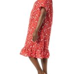 AmeriMark Casual Women’s Muumuu House Dress Comfortable Flowy Short Sleeve Patio Sun Dress Lounger Gown Sleepwear for Ladies Brown