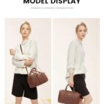 LOVEVOOK Satchel Purses For Women, Leather Barrel Purses and Handbags Top Handle Crossbody Shoulder Bags For Woman Brown