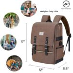 Ronyes Vintage Laptop Backpack for Women Men,15.6 inch Bookbag Casual Daypack with USB Charging Port for College Work, Brown Backpacks