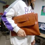 NIGEDU Women Handbags PU Leather Female Clutch Handbag Messenger Bag Large Solid High Capacity (Brown)