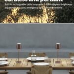 KDG 2 Pack Cordless Table Lamp,Portable LED Desk Lamp, 5000mAh Battery Operated, 3 Color Stepless Dimming Up, for Restaurant/Bedroom/Bars/Outdoor Party/Camping/Coffee Shop Night Light(Brown)