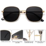SOJOS Classic Square Sunglasses for Women Men with Spring Hinge Sunnies SJ1137, Bright Gold/Grey