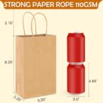XPCARE 100Pcs Paper Gift Bags 5.25×3.25×8.25”, Small Paper Bags with Handles Bulk, Shopping Bags, Kraft Bags, Retail Bags, Party Bags Brown(Brown)
