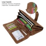 Cynure Women’s Vegan Leather 17 Card Slots Card Holder Long Big Bifold Wallet,Coffee