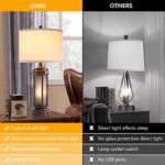 Set of 2 Farmhouse Lamps for Living Room, Rustic Vintage Bedroom Nightstand Table Lamp with 2 USB Charging Ports, Built-In Frosted Glass Night Light for End Table Entryway, 4 Bulbs Included (Bronze)