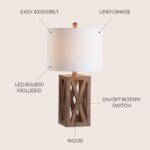 JONATHAN Y JYL1062A Stewart 21.5″ Wood LED Table Lamp Industrial French Country Rustic Bedside Desk Nightstand Lamp for Bedroom Living Room Office College Bookcase LED Bulb Included, Brown