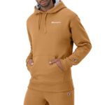 Champion, Powerblend, Fleece Hoodie, Comfortable Men’S Sweatshirt, Logo (Reg. Or Big & Tall), Briefly Brown Small Script