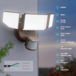 Abovizo 85W LED Security Lights Motion Sensor Light Outdoor, 8500LM, 6500K, IP65 Waterproof, 3 Head Motion Detected Flood Light for Garage, Yard, Porch (Brown)