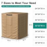 BROSYDA Central Large Air Conditioner Cover for Outside Units, Waterproof & Windproof Outdoor AC Units Cover Brown (32″x32″x36″ Inch)