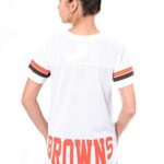 Ultra Game NFL Cleveland Browns Womenss Soft Mesh Jersey Varsity Tee Shirt, White, Large