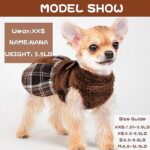 Thanksgiving Dog Sweater Dress for Small Dog, Winter Dog Clothes Warm Fleece Dog Hooded Sweater for Small Dog Girl, Plaid Puppy Dresses Clothes for Chihuahua Yorkie,Teacup Cat Apparel (Brown, X-Small)