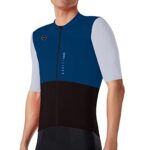 GCRFL Men’s Cycling Jersey Set Cycling Kit Bicycle Jersey Rear Zipper Pocket Bike Bib Shorts with Pockets Race Fit High Density Pad (Brown/Blue, M)