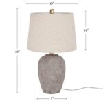 Nourison 23″ Rustic Brown with Gray Undertones Ceramic Pot Table Lamp for Bedroom, Living Room, Dining Room, Office, with Beige Shade