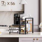 YATINEY Coffee Pod Holder, Coffee Pod Drawer, K Cup Holder, Coffee Pod Organizer with 2-Tier Sliding Storage Drawer and Countertop, Coffee Maker Stand, 56 Pods Capacity, Rustic Brown and Black KH01BR