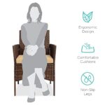 Best Choice Products 3-Piece Outdoor Wicker Conversation Bistro Set, Space Saving Patio Furniture for Garden w/Side Table – Brown/Tan