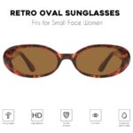 mosanana Retro Oval Sunglasses for Women 90s Small Trendy Vintage Cool Narrow Tiny Cute Small Face 2024 Tortoise Shell Brown Lens MS52359