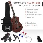 Best Choice Products 38in Beginner All Wood Acoustic Guitar Starter Kit w/Gig Bag, 6 Celluloid Picks, Nylon Strings, Capo, Cloth, Strap w/Pick Holder – Dark Brown