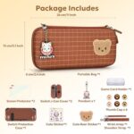 Switch Case for NS Switch, innoAura 18 in 1 Switch Accessories Case with Switch Carrying Case, Switch Protector Cover, Switch Screen Protective, Switch Game Case & Thumb Caps (Brown Plaid)