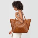 KKXIU Large Tote Bag for Women with Zipper Work Leather Travel Purse and Handbags – Brown