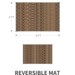 MontVoo-Outdoor Rug Carpet Waterproof 5×8 ft Reversible Patio Rug RV Camping Rug-Plastic Straw Rug Outside Indoor Outdoor Area Rug for Patio Deck Balcony Picnic Beach Outdoor Decor Boho Black Brown